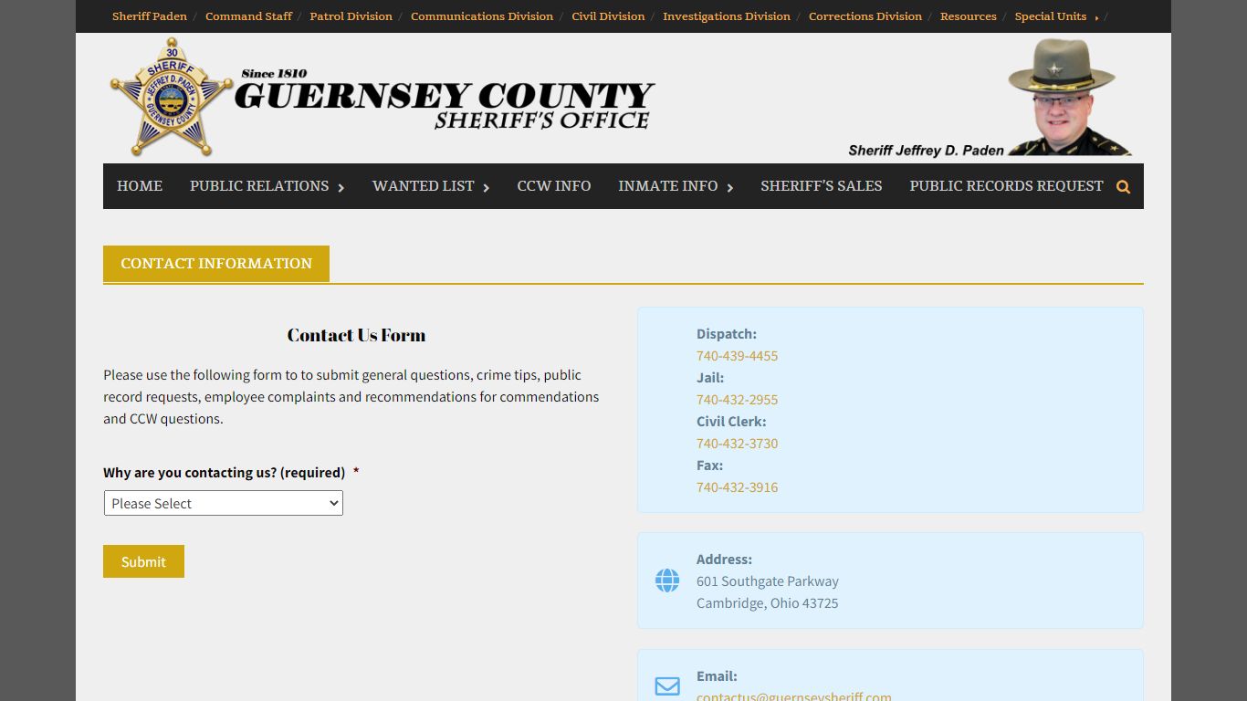 Contact Information – Guernsey County Sheriff’s Office